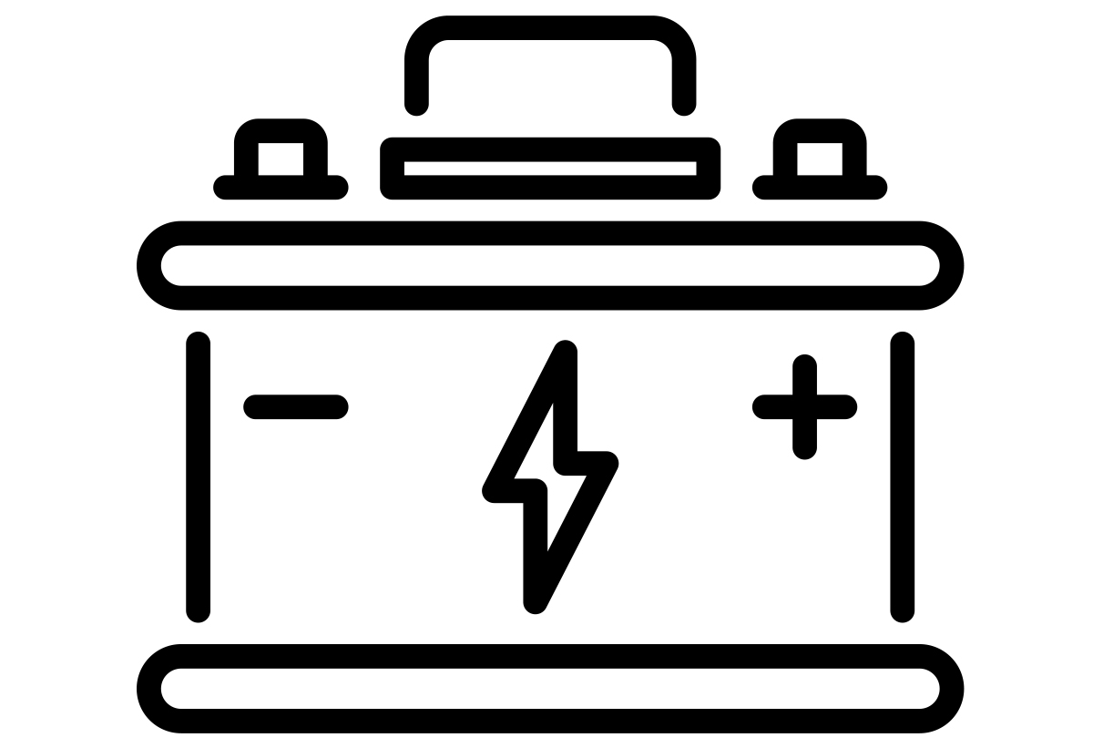 Απεικονίζεται ένα εικονίδιο μια μπαταρίας αυτοκινήτου.